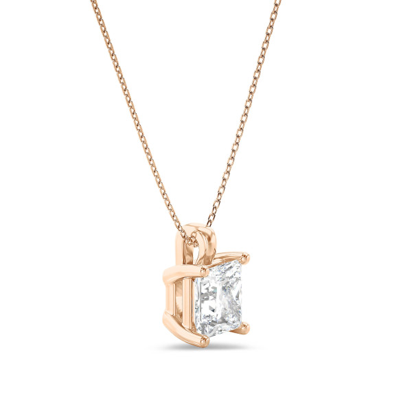 Halskettingen - 1.00 karaat solitaire hanger in rood goud met lab grown princess diamant