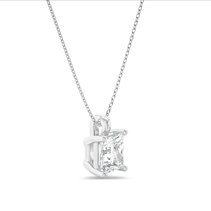 2.00 karaat solitaire hanger in wit goud met lab grown princess diamant