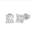 3.00 karaat solitaire oorbellen in wit goud met lab grown princess diamanten