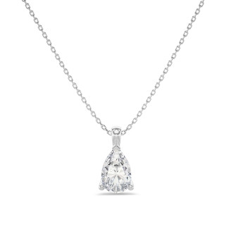 1.00 karaat solitaire hanger in wit goud met peervormige lab grown diamant