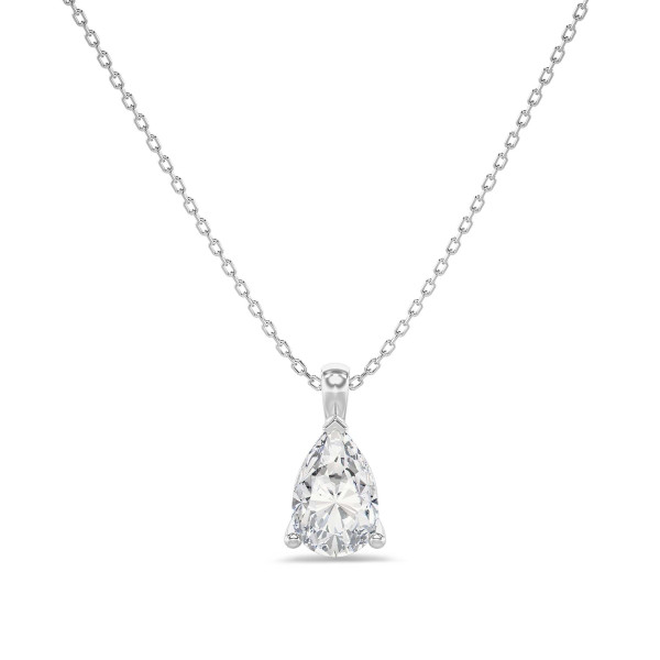 1.00 karaat solitaire hanger in wit goud met peervormige lab grown diamant
