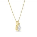 1.00 karaat solitaire hanger in geel goud met peervormige lab grown diamant