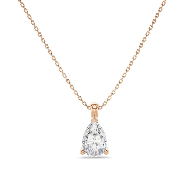 Halskettingen - 1.00 karaat solitaire hanger in rood goud met peervormige lab grown diamant