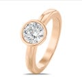 2.00 karaat solitaire ring in rood goud met ronde lab grown diamant