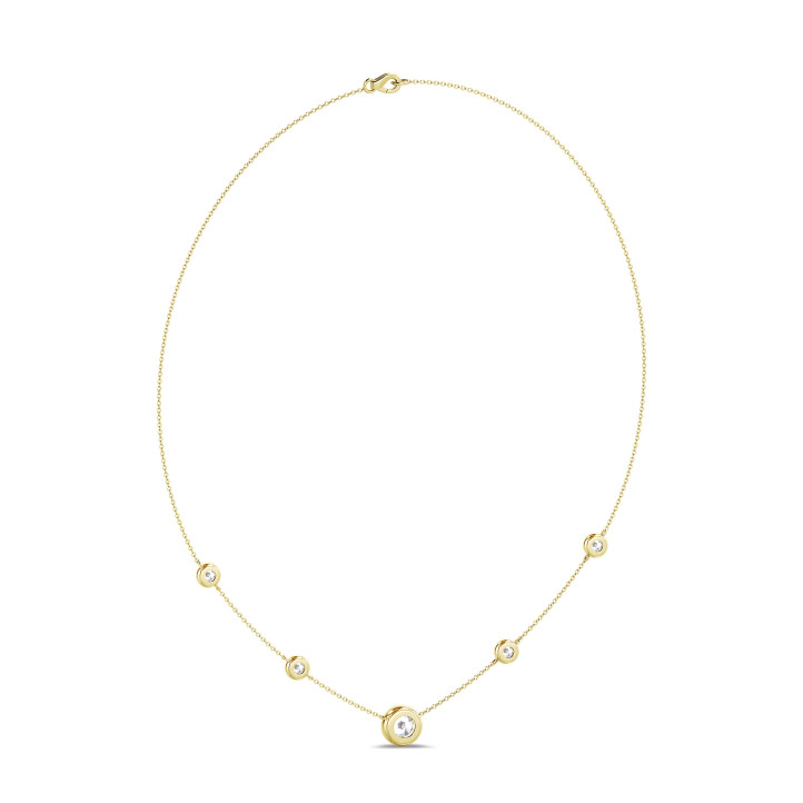 2.00 karaat lab grown diamanten satelliet halsketting in geel goud