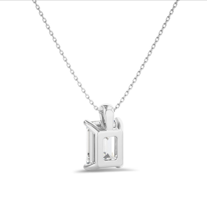 2.00 karaat solitaire hanger in wit goud met lab grown emerald cut diamant