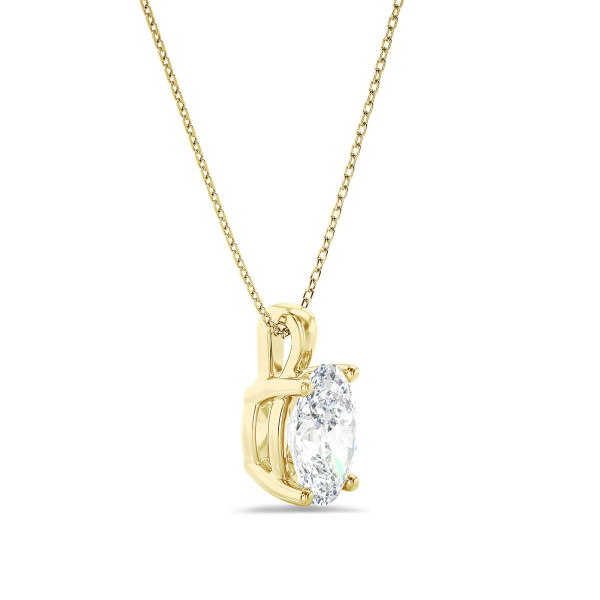 Halskettingen - 1.00 karaat solitaire hanger in geel goud met ovale lab grown diamant