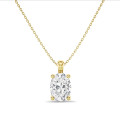 2.00 karaat solitaire hanger in geel goud met ovale lab grown diamant