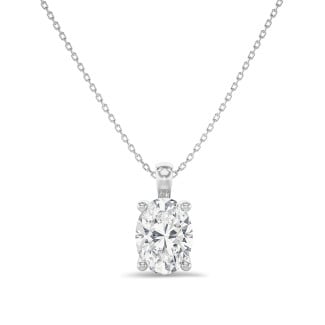 3.00 karaat solitaire hanger in wit goud met ovale lab grown diamant