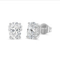 3.00 karaat solitaire oorbellen in wit goud met ovale lab grown diamanten