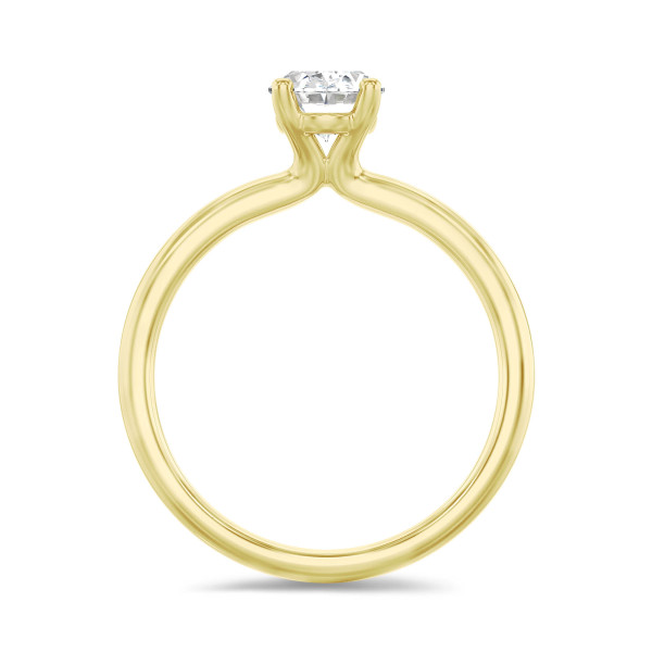 Verlovingsringen - 1.00 karaat solitaire ring met een ovale lab grown diamant in geel goud