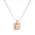 1.00 karaat solitaire hanger in rood goud met ronde lab grown diamant