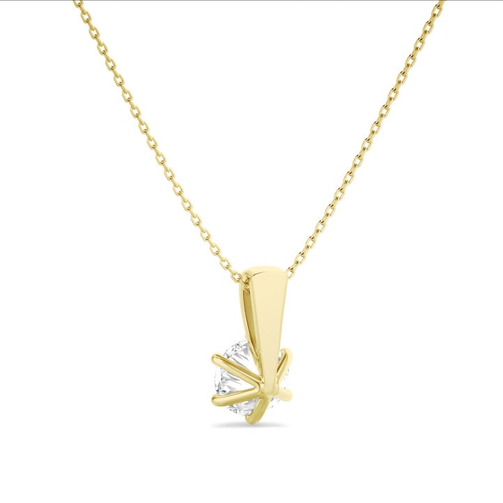 3.00 karaat solitaire hanger in geel goud met ronde lab grown diamant