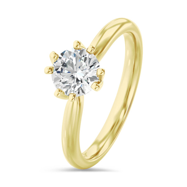 Verlovingsringen - 1.00 karaat lab grown diamanten solitaire ring in geel goud
