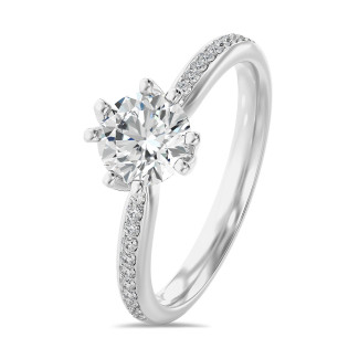1.50 karaat lab grown diamanten solitaire ring in wit goud met lab grown zijdiamanten
