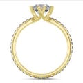 2.50 karaat lab grown diamanten solitaire ring in geel goud met ronde lab grown diamanten (volledig rondom gezet)