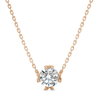 1.00 karaat solitaire hanger in rood goud met ronde lab grown diamant