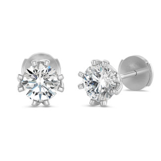 2.00 karaat lab grown diamanten oorbellen in wit goud met acht griffen