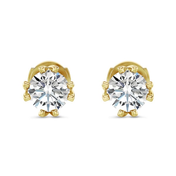Oorbellen - 2.00 karaat lab grown diamanten oorbellen in geel goud met acht griffen