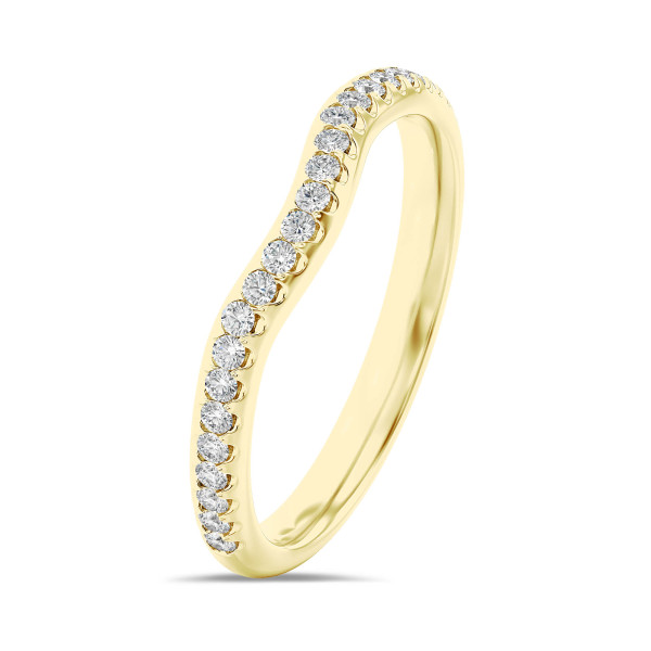 0.25 karaat gebogen alliance (half gezet) in geel goud met ronde lab grown diamanten