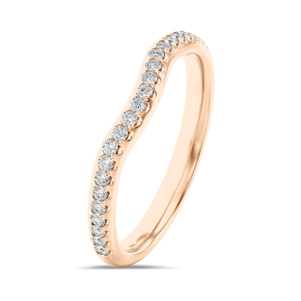 0.25 karaat gebogen alliance (half gezet) in rood goud met ronde lab grown diamanten