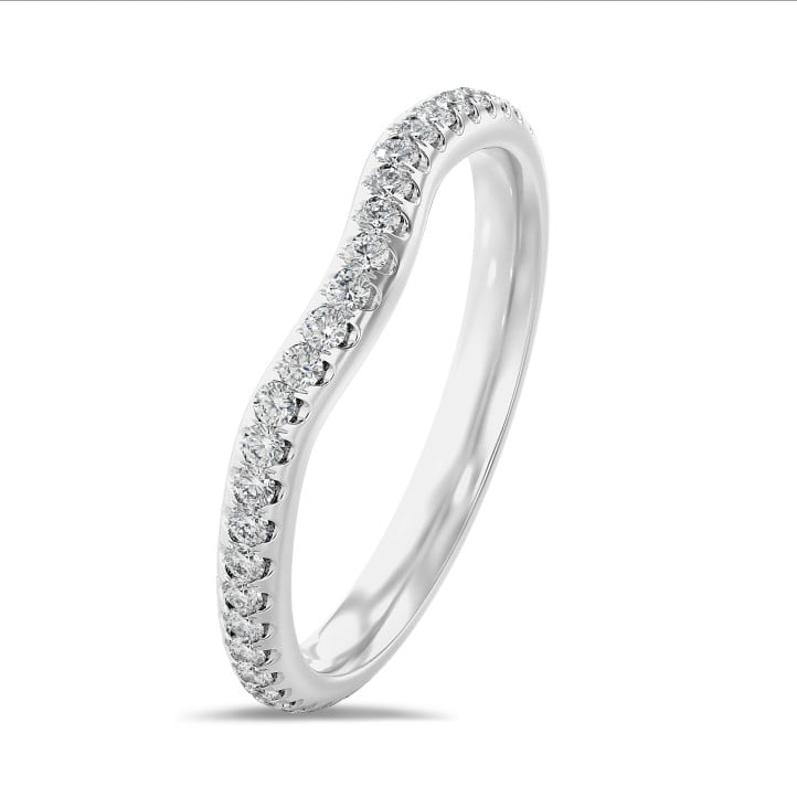 0.45 karaat gebogen alliance (volledig rondom gezet) in wit goud met ronde lab grown diamanten