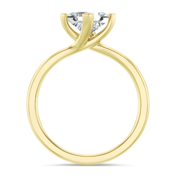 3.00 karaat solitaire ring in geel goud met lab grown princess diamant