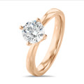 3.00 karaat lab grown diamanten solitaire ring in rood goud