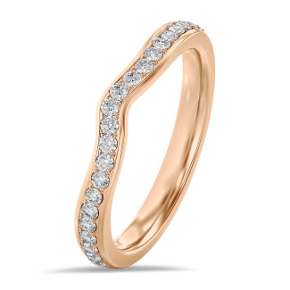 0.20 karaat gebogen alliance (half gezet) in rood goud met ronde lab grown diamanten
