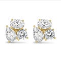 6.00 karaat lab grown diamanten trilogie oorbellen in geel goud