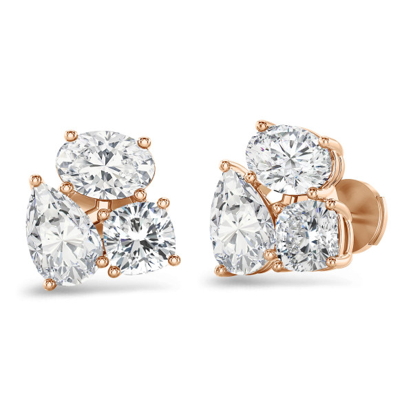 New arrivals - 6.00 karaat lab grown diamanten trilogie oorbellen in rood goud