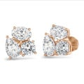 6.00 karaat lab grown diamanten trilogie oorbellen in rood goud