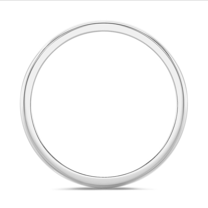 Licht gebolde trouwring van 3.00 mm in wit goud
