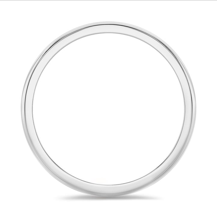 Licht gebolde trouwring van 4.00 mm in wit goud