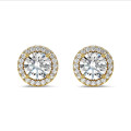 2.00 karaat halo oorbellen met lab grown diamanten in geel goud