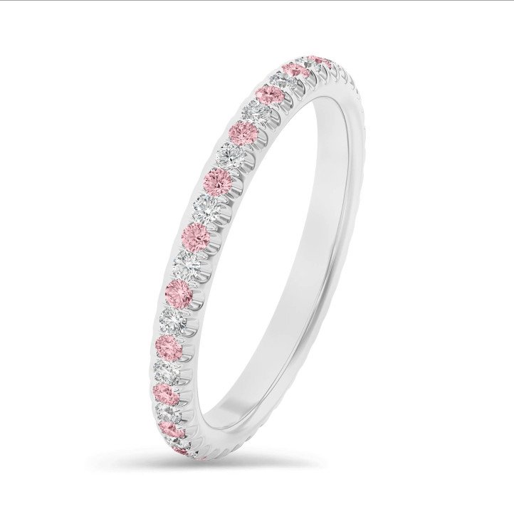 0.55 karaat alliance (volledig rondom gezet) in wit goud met roze en witte lab grown diamanten