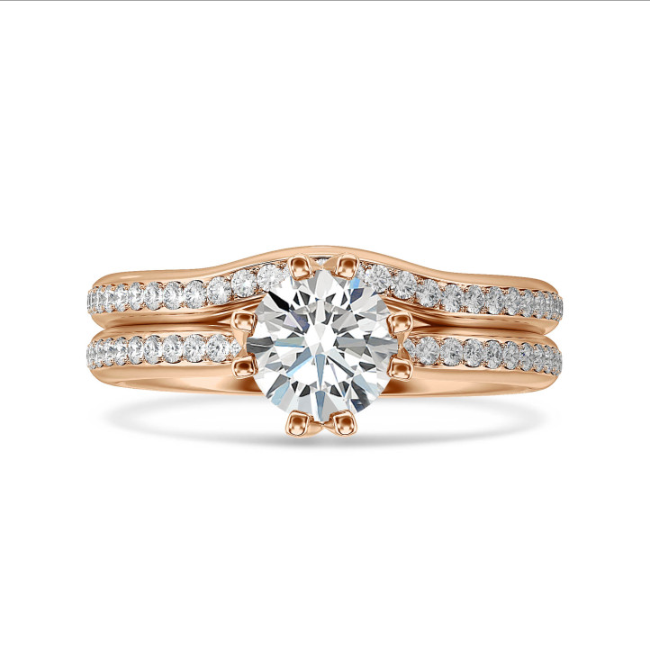 2.00 karaat lab grown diamanten solitaire ring in rood goud met lab grown zijdiamanten