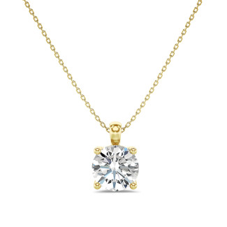 5.00 karaat solitaire hanger in geel goud met ronde lab grown diamant