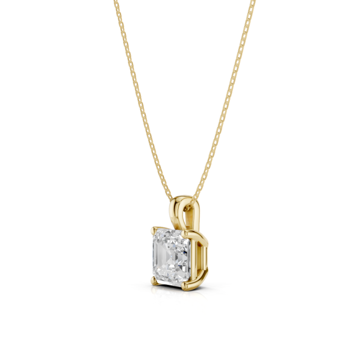 1.00 karaat solitaire hanger in geel goud met lab grown asscher cut diamant