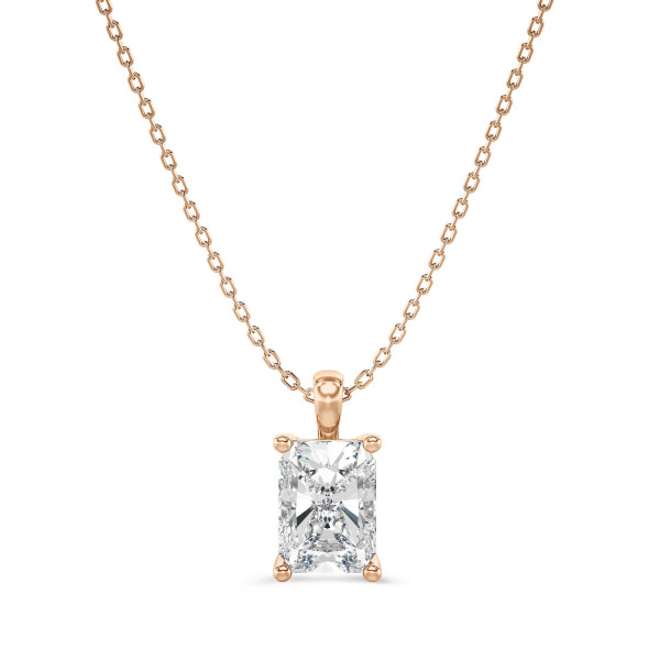 1.00 karaat solitaire hanger in rood goud met lab grown radiant cut diamant