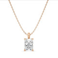 3.00 karaat solitaire hanger in rood goud met lab grown radiant cut diamant
