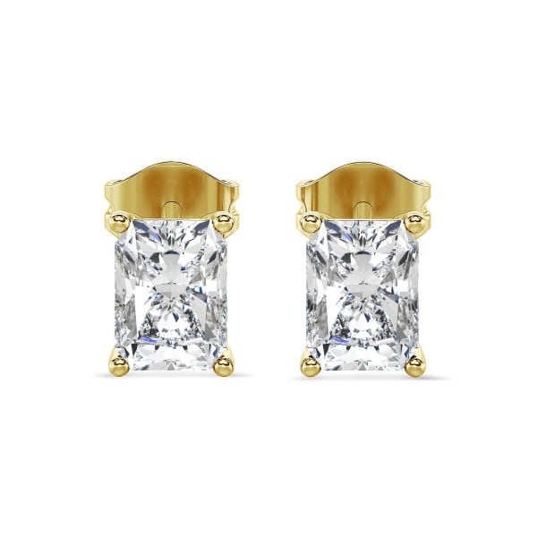 Oorbellen - 2.00 karaat solitaire oorbellen in geel goud met lab grown radiant cut diamanten