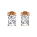 4.00 karaat solitaire oorbellen in rood goud met lab grown radiant cut diamanten