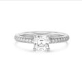 2.00 karaat solitaire ring met een lab grown asscher cut diamant en hidden halo in wit goud