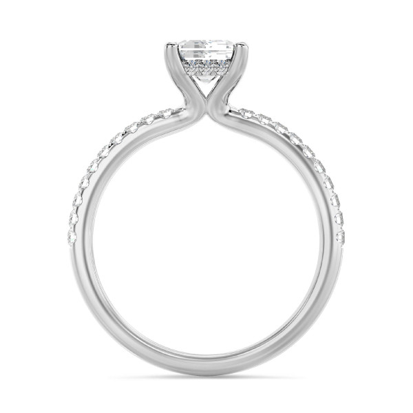 New arrivals - 1.50 karaat solitaire ring met een lab grown emerald cut diamant en hidden halo in wit goud