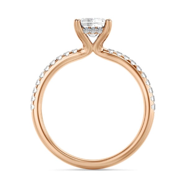 New arrivals - 2.00 karaat solitaire ring met een lab grown emerald cut diamant en hidden halo in rood goud