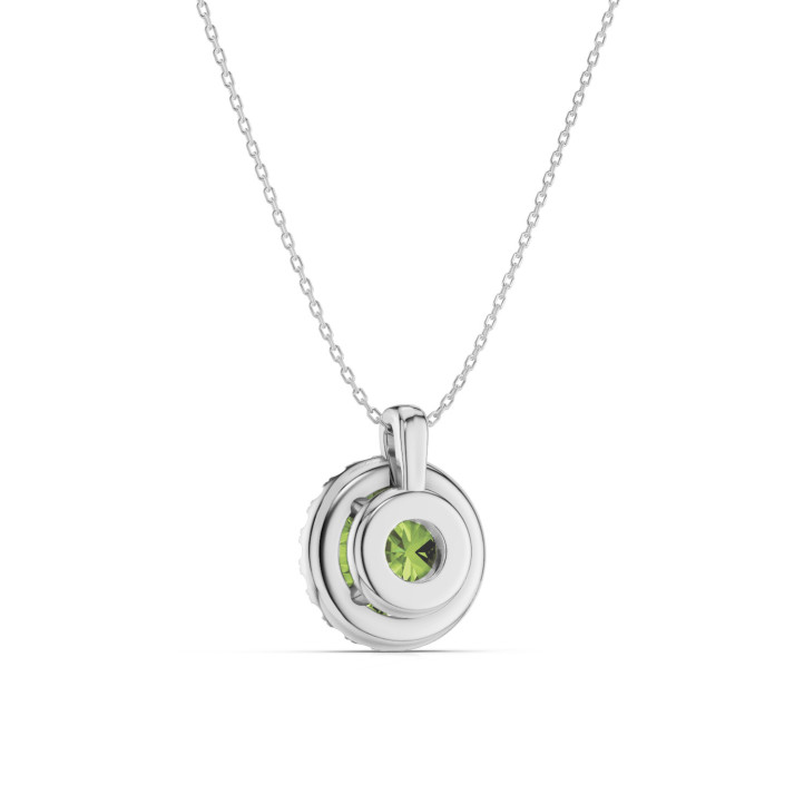 1,00 karaat Fancy Vivid Green laboratoriumgekweekte diamant halo ketting in witgoud