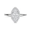 1.00 karaat halo solitaire ring met Marquise lab grown diamant in wit goud met ronde lab grown diamanten