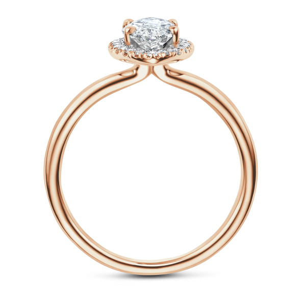 Verlovingsringen - 3.00 karaat halo solitaire ring met Marquise lab grown diamant in rood goud met ronde lab grown diamanten