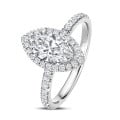 2.00 karaat halo solitaire ring met Marquise lab grown diamant in wit goud met ronde lab grown diamanten